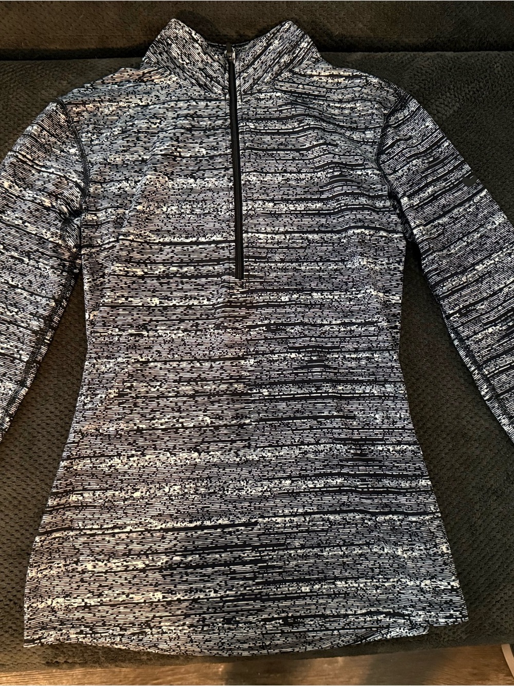 Nike Black and White Striped Quarter-Zip Long Sleeve Dress